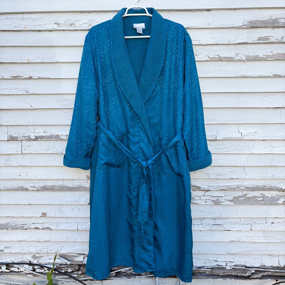 Intimate Essentials Vintage Robe Blue Satin Women’s Medium
